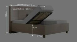 SCHLARAFFIA Stauraumbett "Chicago" -Bettbezüge Verkäufe 2024 SCHLARAFFIA stauraumbett chicago webstoff bezug face beige bemassung grafik