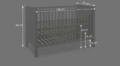 Babybett "Holmar" -Bettbezüge Verkäufe 2024 babybett holmar liegehoehe verstellbar bemassung grafik