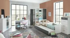 Jugendbett "Facundo" 9 Jugendbett "Facundo" -Bettbezüge Verkäufe 2024 begehbarer eck kleiderschrank facundo anthrazitfarben fronten