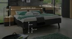 Bett "Azra" -Bettbezüge Verkäufe 2024 bett azra dunkel bettrahmen modern bemassung grafik