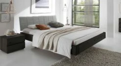 Bett "Belbari" -Bettbezüge Verkäufe 2024 bett belbari graphit kopfteil hellgrau