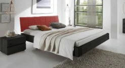 Bett "Belbari" -Bettbezüge Verkäufe 2024 bett belbari graphit kopfteil rot