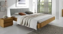 Bett "Belbari" -Bettbezüge Verkäufe 2024 bett belbari natur kopfteil hellgrau