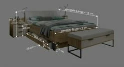 Bett "Estiva" -Bettbezüge Verkäufe 2024 bett estiva bianco eiche dekor bemassung grafik