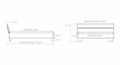 Bett "Fuego" -Bettbezüge Verkäufe 2024 bett fuego bemassungs grafik