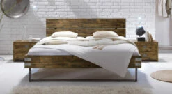 Bett "Konna" 16 Bett "Konna" -Bettbezüge Verkäufe 2024 bett konna akazie braun metallmanschetten