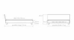 Bett "Lesina" -Bettbezüge Verkäufe 2024 bett lesina bemassungs grafik
