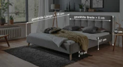 Bett "Maliana" -Bettbezüge Verkäufe 2024 bett maliana skandinavischer look bemassung grafik