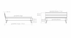 Bett "Minoa" -Bettbezüge Verkäufe 2024 bett minoa bemassungs grafik