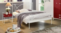 Bett "Ordino" -Bettbezüge Verkäufe 2024 bett ordino metall weiss silbern gewischt gr