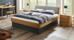 Bett "Otavalo" -Bettbezüge Verkäufe 2024 bett otavalo naturfarben sockel anthrazit