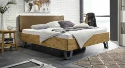 Bett "Passo" -Bettbezüge Verkäufe 2024 bett passo hellbraun kopfteil rustikal