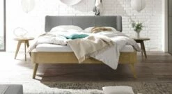 Bett "Rakaia" -Bettbezüge Verkäufe 2024 bett rakaia 25cm fusshoehe hellgrau kopfteil