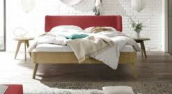 Bett "Rakaia" -Bettbezüge Verkäufe 2024 bett rakaia 25cm fusshoehe rot kopfteil