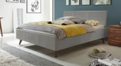 Bett "Sien" -Bettbezüge Verkäufe 2024 bett sien echtlederbezug hellgrau