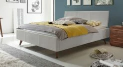 Bett "Sien" -Bettbezüge Verkäufe 2024 bett sien echtlederbezug kalkfarben