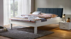 Bett "Sierra" -Bettbezüge Verkäufe 2024 bett sierra fusshoehe 30cm kopfteil marine gr