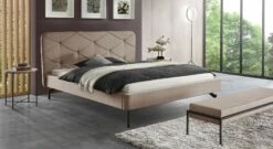 Bett "Sotello" -Bettbezüge Verkäufe 2024 bett sotello wildlederimitat kamel