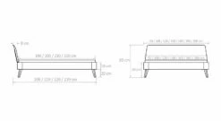 Bett "Teko" -Bettbezüge Verkäufe 2024 bett teko bemassungsgrafik