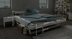 Bett "Tiaki" -Bettbezüge Verkäufe 2024 bett tiaki bemassungs grafik