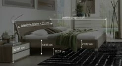 Bett "Tiko" -Bettbezüge Verkäufe 2024 bett tiko bemassungs skizze