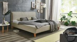 Bett "Zibo" -Bettbezüge Verkäufe 2024 bett zibo webstoff meliert sand