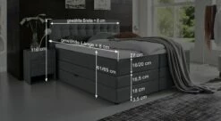 Bettkasten-Boxspringbett "Luciano" -Bettbezüge Verkäufe 2024 bettkasten boxspringbett luciano bemassungs grafik