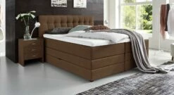 Bettkasten-Boxspringbett "Luciano" -Bettbezüge Verkäufe 2024 bettkasten boxspringbett luciano stoffbezug meliert braun