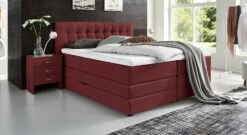 Bettkasten-Boxspringbett "Luciano" -Bettbezüge Verkäufe 2024 bettkasten boxspringbett luciano stoffbezug meliert rot