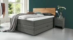 Bettkasten-Boxspringbett "Peachland" -Bettbezüge Verkäufe 2024 bettkasten boxspringbett peachland webstoff meliert grau
