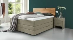 Bettkasten-Boxspringbett "Peachland" -Bettbezüge Verkäufe 2024 bettkasten boxspringbett peachland webstoff meliert graubeige