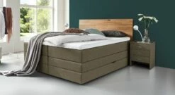 Bettkasten-Boxspringbett "Peachland" -Bettbezüge Verkäufe 2024 bettkasten boxspringbett peachland webstoff meliert graubraun