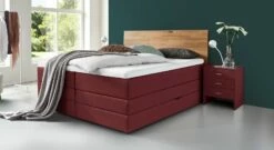Bettkasten-Boxspringbett "Peachland" -Bettbezüge Verkäufe 2024 bettkasten boxspringbett peachland webstoff meliert rot