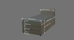 Bettkasten-Boxspringbett "Puebla" -Bettbezüge Verkäufe 2024 bettkasten boxspringbett puebla mit topper bemassung grafik