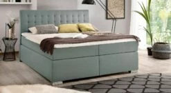 Bettkasten-Boxspringbett "Santera" -Bettbezüge Verkäufe 2024 bettkasten boxspringbett santera stoffbezug eisblau