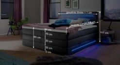 Bettkasten-Boxspringbett "Tollocan" -Bettbezüge Verkäufe 2024 bettkasten boxspringbett tollocan bemassungs grafik