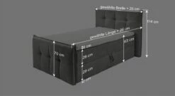 Bettkasten-Einzel-Boxbett "Darcy" -Bettbezüge Verkäufe 2024 bettkasten einzel boxbett darcy bemassungsgrafik