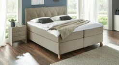 Boxspringbett "Allentown" -Bettbezüge Verkäufe 2024 boxspringbett allentown graubeige 66cm stoffbezug