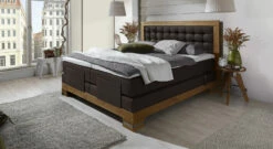 Boxspringbett "Aronia Elektro" -Bettbezüge Verkäufe 2024 boxspringbett aronia elektro kunstleder dunkelbraun wildeiche natur gr