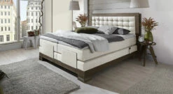 Boxspringbett "Aronia Elektro" -Bettbezüge Verkäufe 2024 boxspringbett aronia elektro kunstleder weiss wildeiche coffee gr