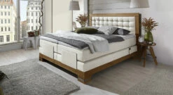 Boxspringbett "Aronia Elektro" -Bettbezüge Verkäufe 2024 boxspringbett aronia elektro kunstleder weiss wildeiche natur gr