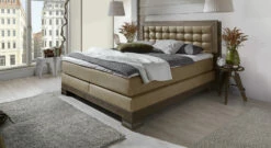 Boxspringbett "Aronia" 17 Boxspringbett "Aronia" -Bettbezüge Verkäufe 2024 boxspringbett aronia kunstleder beigebraun wildeiche coffee gr
