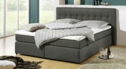 Boxspringbett "Chicago" -Bettbezüge Verkäufe 2024 boxspringbett chigaco webstoff meliert anthrazit