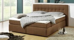 Boxspringbett "Chicago" -Bettbezüge Verkäufe 2024 boxspringbett chigaco webstoff meliert braun