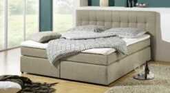 Boxspringbett "Chicago" -Bettbezüge Verkäufe 2024 boxspringbett chigaco webstoff meliert graubeige