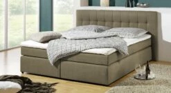 Boxspringbett "Chicago" -Bettbezüge Verkäufe 2024 boxspringbett chigaco webstoff meliert graubraun