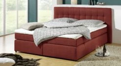 Boxspringbett "Chicago" -Bettbezüge Verkäufe 2024 boxspringbett chigaco webstoff meliert rot