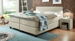 Boxspringbett "Clarksville" -Bettbezüge Verkäufe 2024 boxspringbett clarksville webstoff creme 66cm