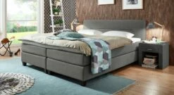 Boxspringbett "Clarksville" -Bettbezüge Verkäufe 2024 boxspringbett clarksville webstoff meliert grau