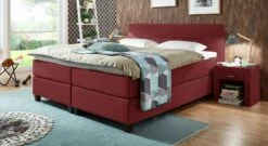Boxspringbett "Clarksville" -Bettbezüge Verkäufe 2024 boxspringbett clarksville webstoff meliert rot 66cm